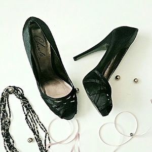 Satin Dress Peep Toe Platforms